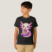T-shirt Drôle Axolotl Noodle Anime Kawaii Axolotl Manger R (Devant entier)