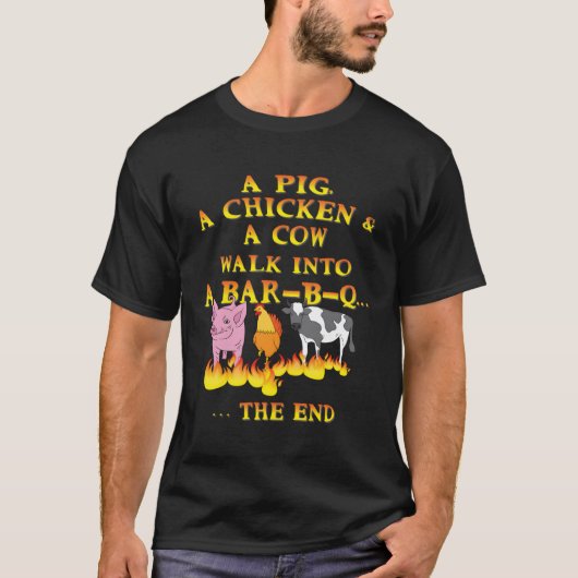 T-shirt Drôle Barbecue Plaisanter Un Cochon Un Poulet Une  (Devant)