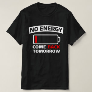 T-shirt Drôle Batterie Faible Pas D'énergie  Introverti Gr