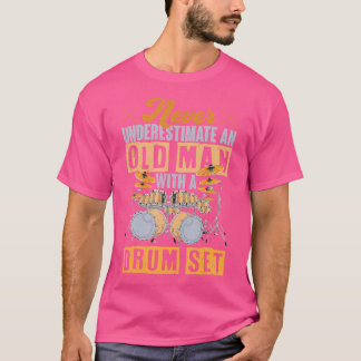 T-shirt Drôle Batteur Retraité Vieux Hommes Drums Joueur P