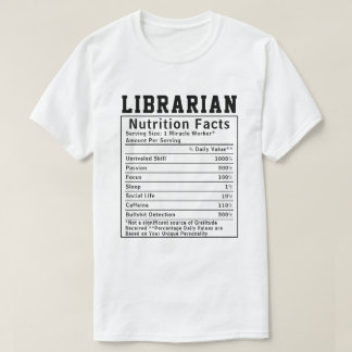 T-shirt Drôle Bibliothécaire Valeur nutritive Personnel em