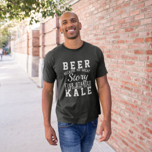 T-shirt Drôle Bière contre Kale Sagesse Citer Texte Wordar