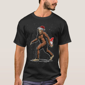 T-shirt Drôle Bigfoot tenant Gnome Costume Joyeux Noël