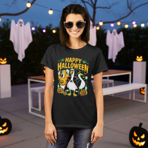 T-shirt Drôle Black Retro Halloween Goose Dessin Graphique