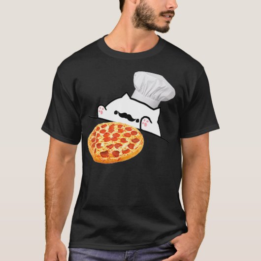 T-shirt Drôle Bongo Chat Pizza Chef Dank Mèmes (Devant)