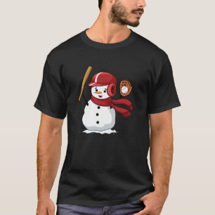 T-shirt Drôle bonhomme de neige jouant au baseball