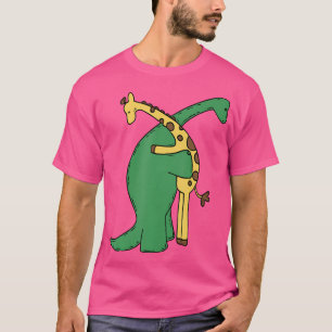 T-shirt Drôle Bons Garçons Dinosaure Accrocher Une Giraffe