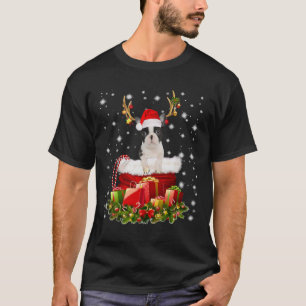 T-shirt Drôle Boston Terrier Reindeer Dans Père Noël Sack 