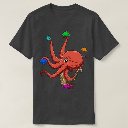 T-shirt Drôle Bouldering et Escalade rocheuse pieuvre (Design devant)