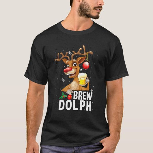 T-shirt Drôle Brew Dolph Reindeer Boire Bière Correspondan (Devant)