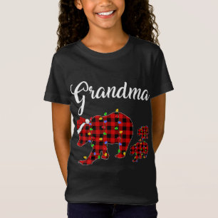 T-Shirt Drôle Buffalo Plaid Grandma Bear Deux Cubs Christm