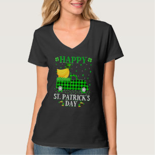 T-shirt Drôle Buffalo Plaid Green Truck Banana Fruit St Pa
