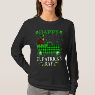 T-shirt Drôle Buffalo Plaid Green Truck Bear St. Patrick's