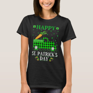 T-shirt Drôle Buffalo Plaid Green Truck Carrot St Patrick