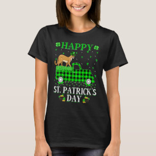 T-shirt Drôle Buffalo Plaid Green Truck Cougar St Patrick