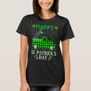 T-shirt Drôle Buffalo Plaid Green Truck Crow Bird St Patri