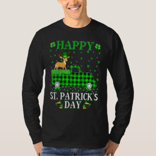 T-shirt Drôle Buffalo Plaid Green Truck Deer St Patrick's