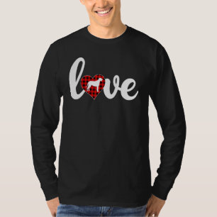 T-shirt Drôle Buffalo Plaid Love Irish Wolfhound Dog Valen