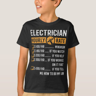 T-shirt Drôle Cadeaux Électricien - Taux horaire d'électri