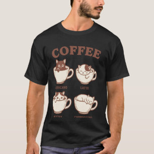 T-shirt Drôle Café Chat Latte Americano Mocha