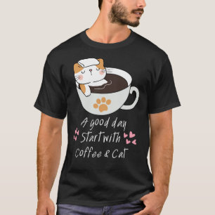 T-shirt Drôle café de chat à l'intérieur de l'Amoureux des