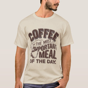 T-shirt Drôle café repas mot art