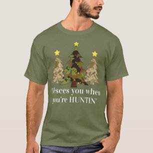 T-shirt Drôle Camo de Noël Arbre de Chasse Vêtements Homme
