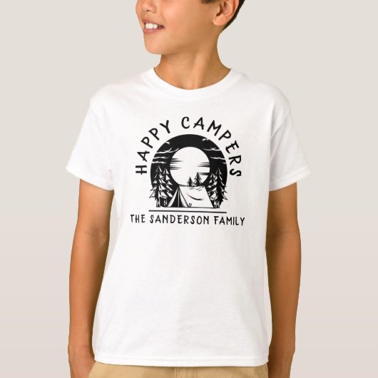 T-shirt Drôle Camping Voyage Happy Campers Nom de famille (Devant)