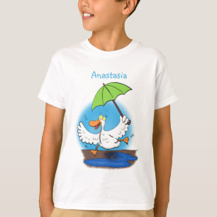 T-shirt Drôle canard avec parapluie dessin animé