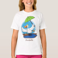 Drôle canard avec parapluie dessin animé