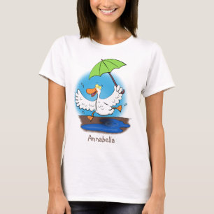 T-shirt Drôle canard avec parapluie dessin animé
