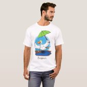 T-shirt Drôle canard avec parapluie dessin animé (Devant entier)