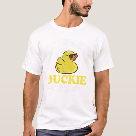 T-shirt Drôle Canard en caoutchouc Jaune Duckie Crew Bain  (Devant)