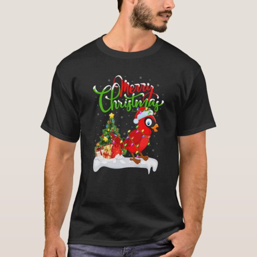 T-shirt Drôle Cardinal Oiseau Amant Noël Éclairage Cardina (Devant)