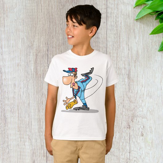 T-shirt Drôle Caricature de baseball lanceur d'une balle r