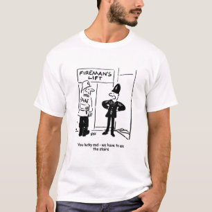 T-shirt Drôle caricature pompier et policier