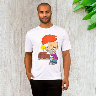 T-shirt Drôle caricaturiste avec gâteau d'anniversaire au