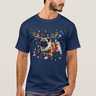T-shirt Drôle Carlin chien de Noël Rein Noël Lumières de N