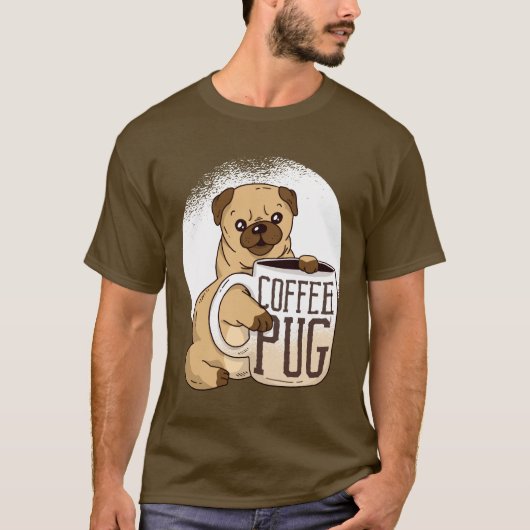 T-shirt Drôle CARLIN de café Amoureux de les chiens Graphi (Devant)