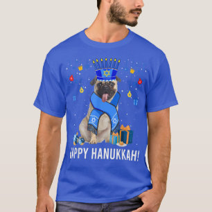 T-shirt Drôle Carlin Menorah Casquette Noël Joyeux Hanoukk