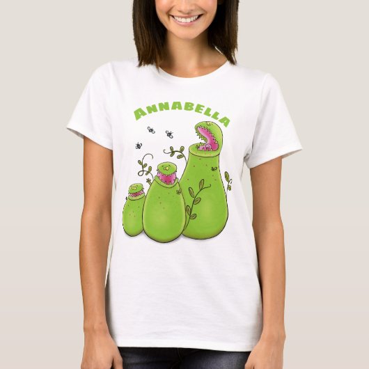 T-shirt Drôle carnivore carnivore carnivore plante dessin  (Devant)