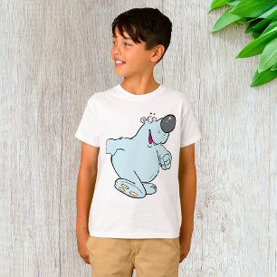 T-shirt Drôle Carton Polaire Ours Bleu Maigre Caractère Bl
