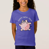 T-Shirt Drôle Cartoon 6 Cochon personnalisé Année Fille T- (Devant)