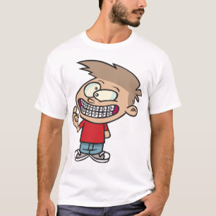 T-shirt Drôle Cartoon Boy avec Braces Smile