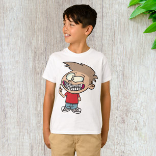 T-shirt Drôle Cartoon Boy avec Braces Smile