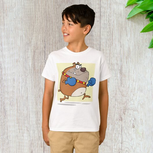 T-shirt Drôle Cartoon Bulldog Boxer Chien