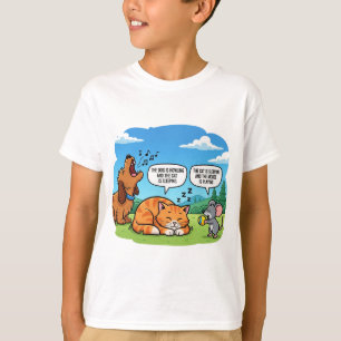 T-shirt Drôle Cartoon Chien, Chat et souris