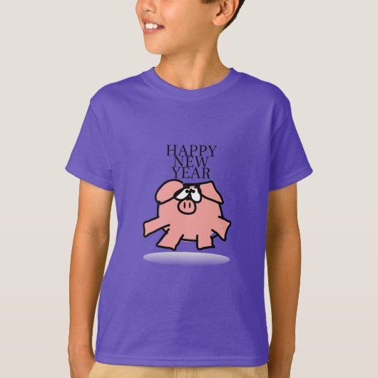 T-shirt Drôle Cartoon Cochon Année 2019 Kids Tee (Devant)
