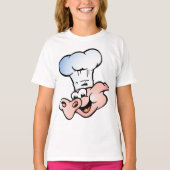 T-shirt Drôle Cartoon Cochon Chef avec Casquette (Devant)