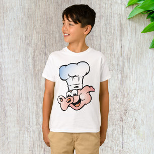 T-shirt Drôle Cartoon Cochon Chef avec Casquette